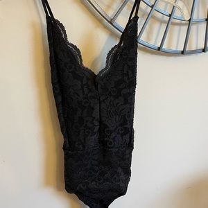 Black Sparkly Lace Bodysuit